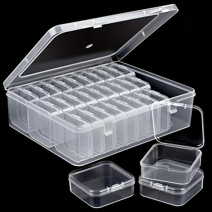 30Pcs Bead Organizer, Clear Plastic Cases for Pearl Bracelets and Small Accessories (1.96x1.96x0.79in) by Moritic