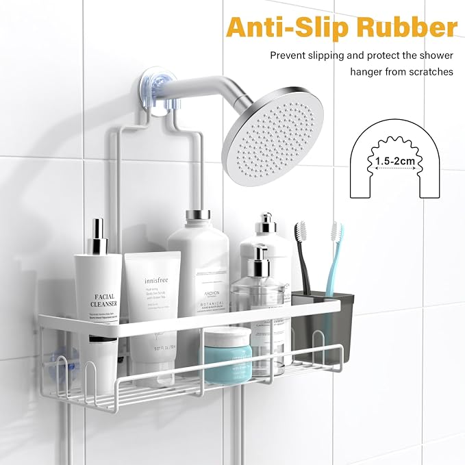 AKTECKE Shower Caddy Hanging Bathroom Organizer: Rustproof Shelf for Inside Shower - No Drilling Racks Over Showerhead - Bath Shelves for Shampoo Soap - Image 2