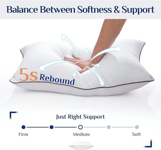JOLLYVOGUE King Size Pillows for Sleeping, Soft and Supportive Bed Pillows with Down Alternative Filling for Side and Back Sleepers, Hotel Collection