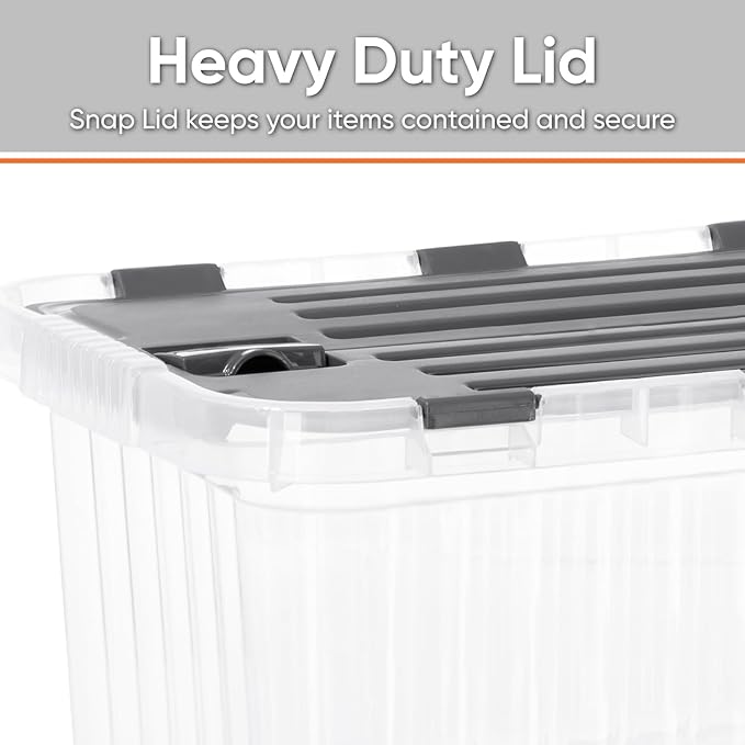 Superio 26 L Deep Storage Container with Hinged Lid 27.5 Quart (2 Pack)