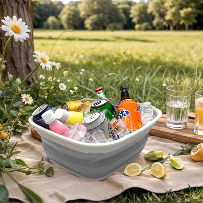 SAMMART 9.45L (2.5 Gallon) Collapsible Tub - Foldable Dish Tub - Portable Washing Basin - Space Saving Plastic Washtub (Grey, M) - Image 5