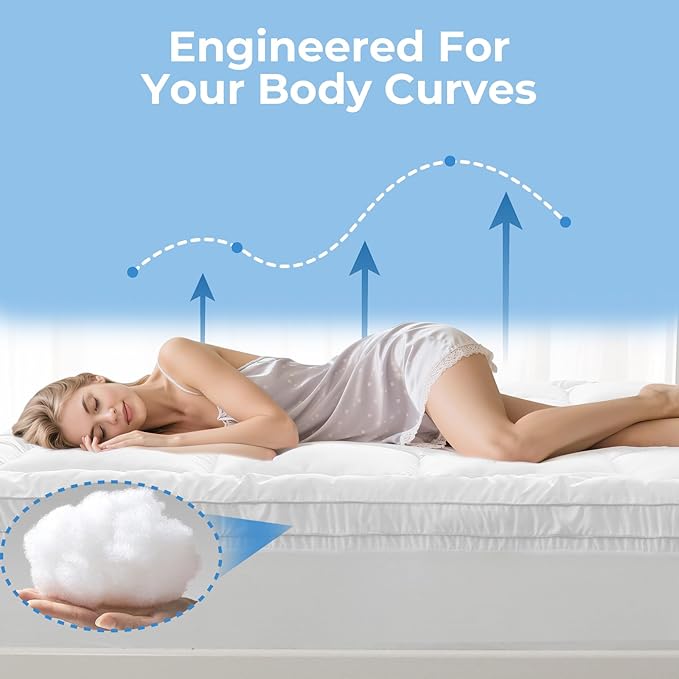 YUGYVOB Full Size Mattress Topper - 800GSM Extra Thick Cooling & Breathable Mattress Pad with Deep Pocket 8"-21" & Soft Down Alternative Filling, White