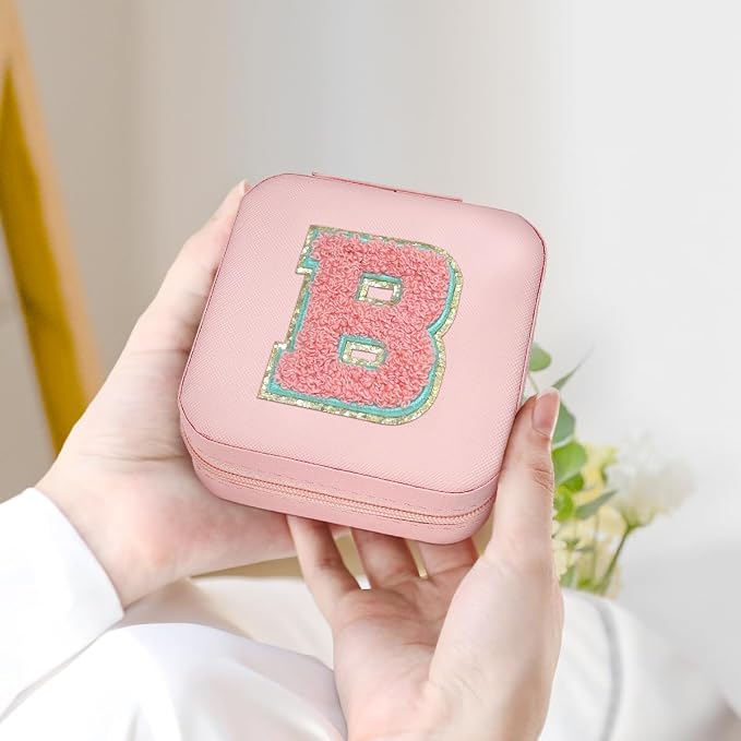 SANDJEST Personalized Jewelry Box, Pink Travel Jewelry Box with Initial B, Small Monogrammed Jewelry Case Organizer for Girls Women Teen Kids, Mini Travel Essentials Gifts for Birthday Christmas - Image 5