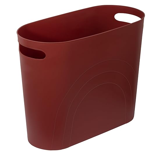 rejomiik Small Trash Can, 3.5 Gallon Slim Garbage Can Plastic Waste Basket with Handles Container Bin for Narrow Spaces Bathroom, Bedroom, Kitchen, Office at Home, Red by rejomiik