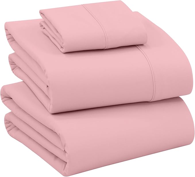 RUVANTI 100% Cotton Sheets – Twin Size Percale Bedding, Cooling & Breathable, Durable with a Crisp, Soft & Comfortable Feel, 16" Deep Pocket, 3-Piece Set, Bridal Rose