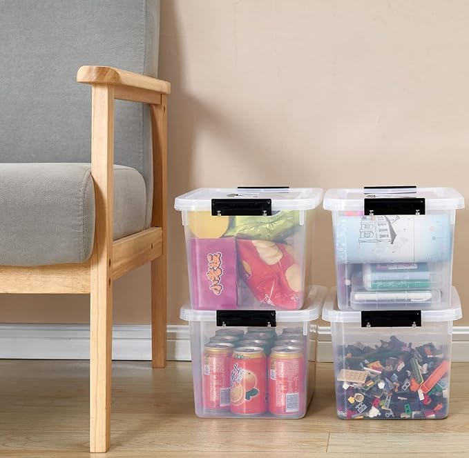 Clear Storage Latch Box/Bin, 2-Pack Plastic Organizing Container with Handle and Lids (7 QT/16QT) - Image 7