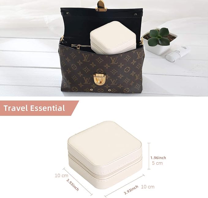 Mini Jewelry Travel Case,Small Travel Jewelry Organizer,Travel Portable Jewelry Case for Ring, Pendant, Earring, Necklace, Bracelet Organizer Storage Holder Boxes (White) - Image 5