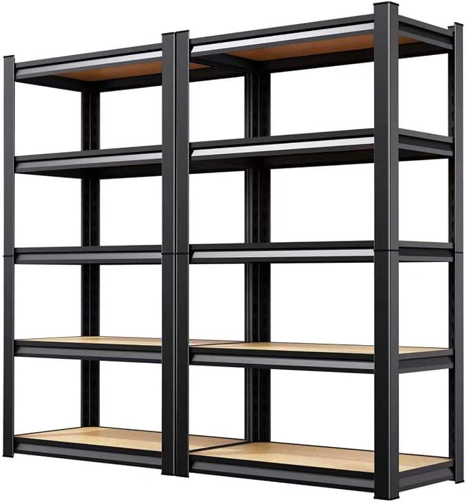 2 Pack Garage Shelving Heavy Duty Storage Shelves, Metal Adjustable Shelving Unit, Utility Garage Organizer Shelf for Basement, Pantry, Kitchen, Warehouse,12" Dx28 Wx71.2 H Black by Unknown