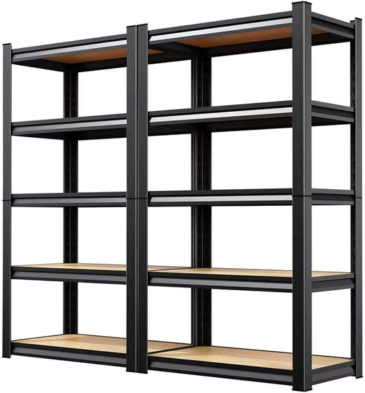 2 Pack Garage Shelving Heavy Duty Storage Shelves, Metal Adjustable Shelving Unit, Utility Garage Organizer Shelf for Basement, Pantry, Kitchen, Warehouse,12" Dx28 Wx71.2 H Black by Unknown