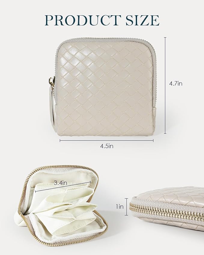 COOLYOUTH Travel Jewelry Case Organizer for Women Portable Jewelry Box with Small Pouches Mini Jewelry Bag for Rings, Bracelets, & Bangles with Smooth Metal Zipper (White Chocolate) - Image 6