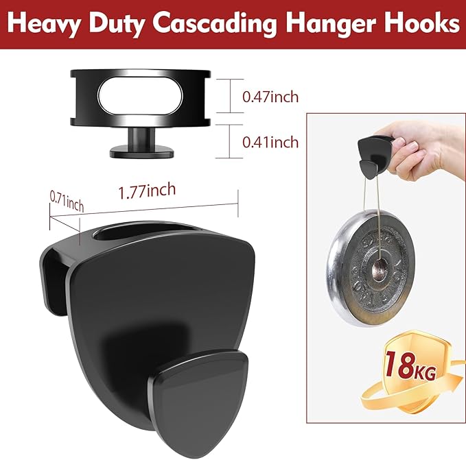 Latoxcaa Space Saving Hanger Hooks 70Pcs, Upgrade Heavy Duty Space Saver Hangers Connector Hooks for Clothes, Premium Hanging Closet Organizer for Dorm, Ganchos para Colgar Ropa, Black - Image 3