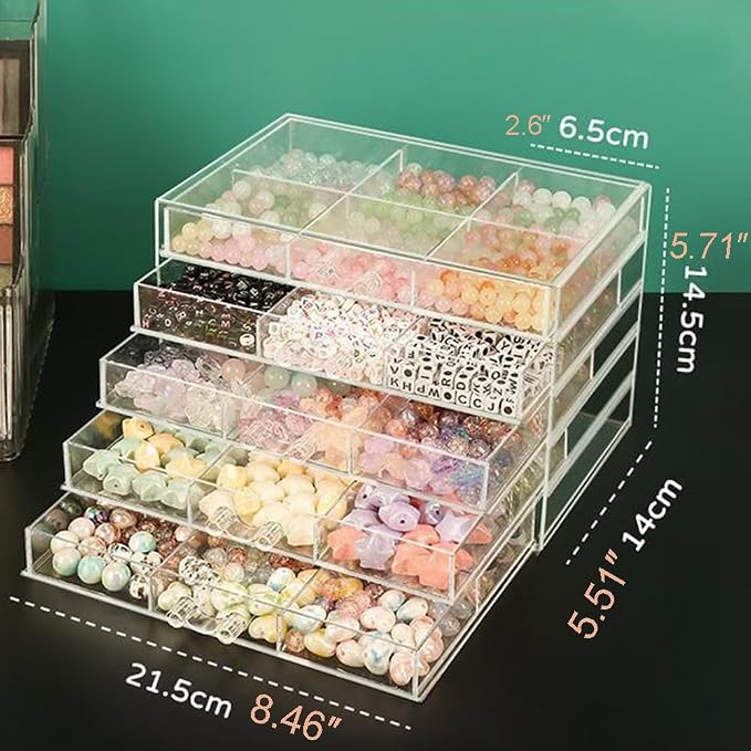 YUFONG Earring Storage Box Organizer 5 Drawers Jewelry Organizer Acrylic Jewelry Storage Box Holder Compartment Transparent Display Storage Case Gift for Women Girls (30 Girds) - Image 5