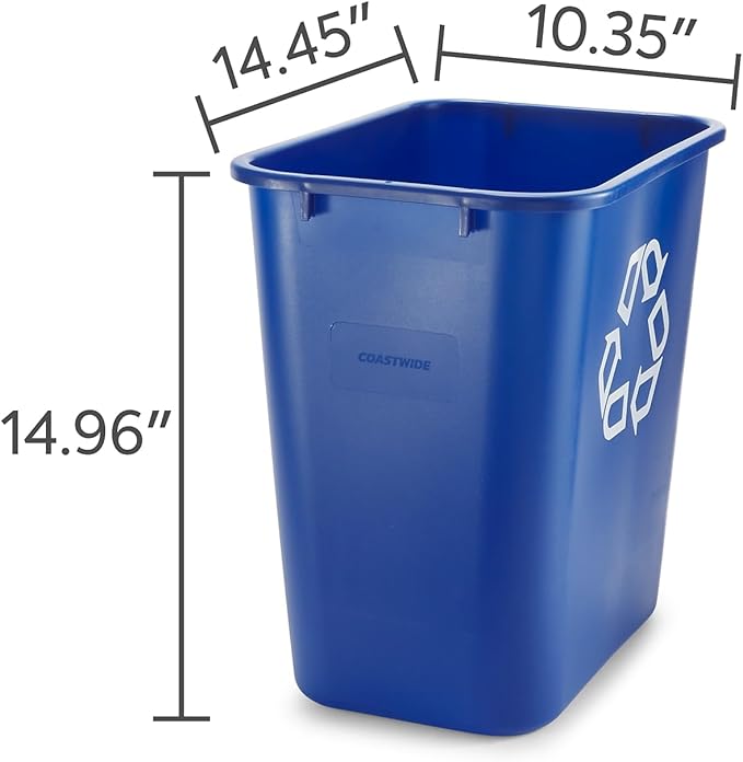 COASTWIDE Professional Plastic Indoor Recycling Wastebasket Without Lid, Blue,Plastic, 7 Gallon (CW56432) - Image 3