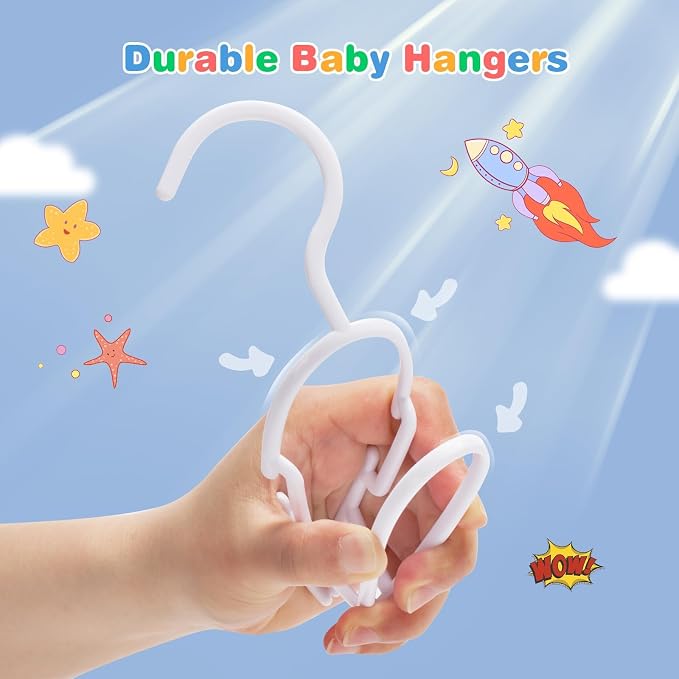 GoodtoU Baby Hangers 100 Pack, Plastic Infant & Toddler Clothes Hangers with Non-Slip Shoulder Notches, Space-Saving Nursery Closet Hangers for Newborn, White - Image 2