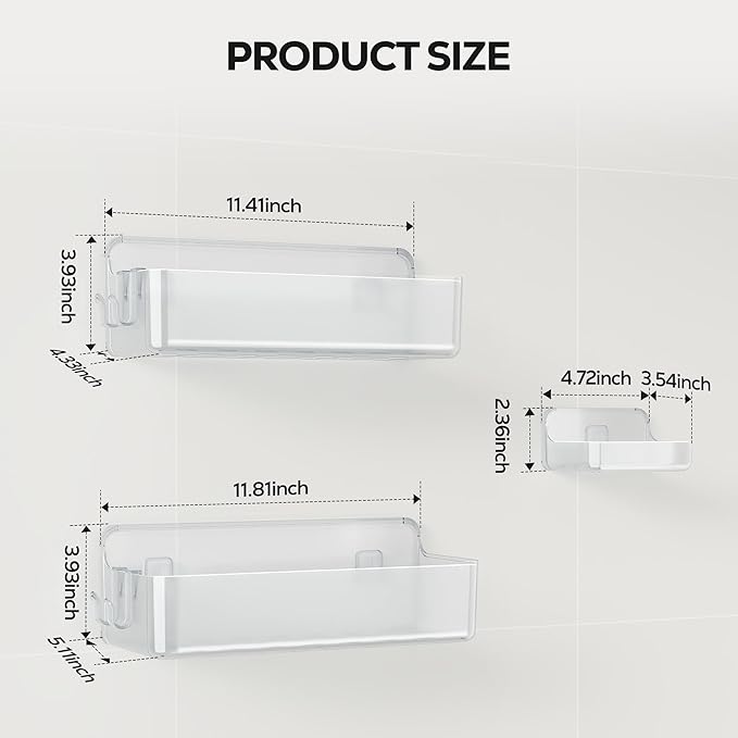 Nieifi Adhesive Wall Shelf, Shower Shelves, Shower Organizer for Bathroom Organization (A-Clear, 3 pieces) - Image 2