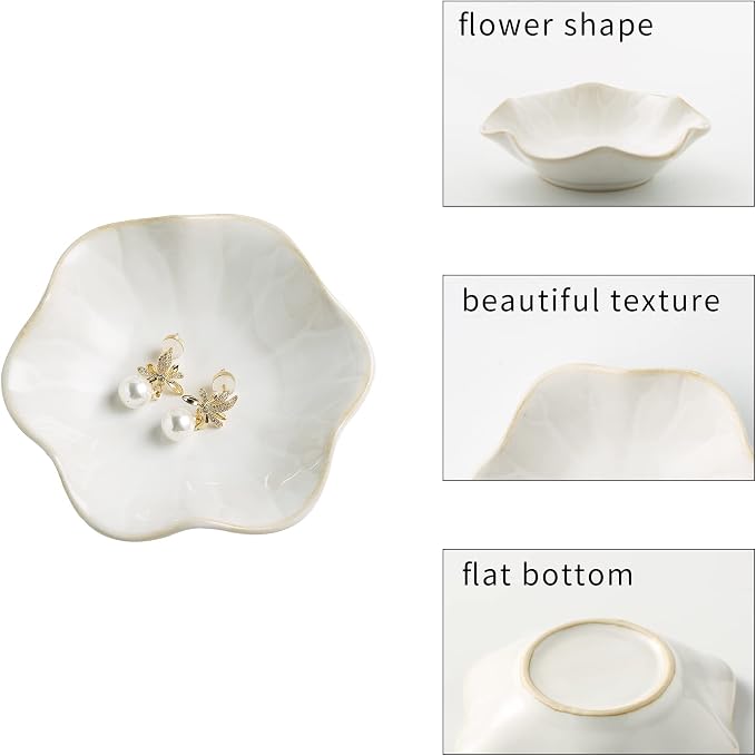 Jewelry Dish Tray, Ring Dish, Ceramic Trinket Tray, Key Bowl, Decorative Plate, for Friends Sisters Daughter Mother (Milky White) - Image 6