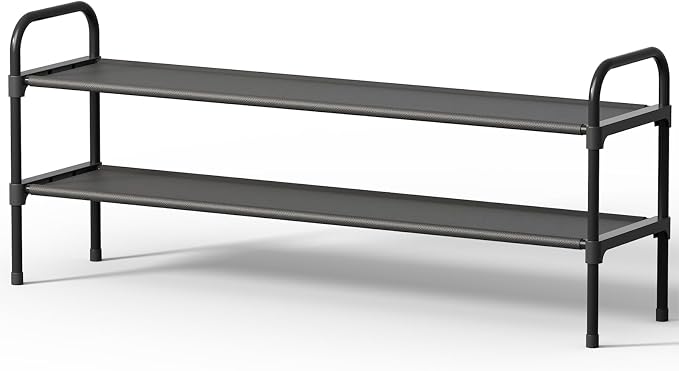 Kitsure Extra-Long Shoe Rack for Closet, Shoe Organizer for Front Door Entrance, Stackable Shoe Shelf, Detachable Closet Organizers and Storage, 39.0" Wide - 2 Tier, Black by Kitsure