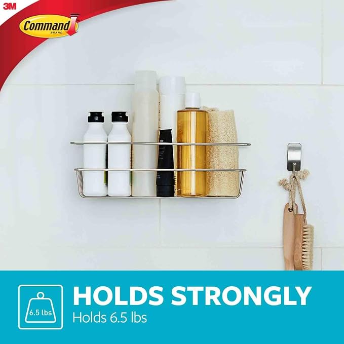 Command Shower Caddy Matte Black with Water Resistant Strips, Bathroom Organizer, Holds up to 6.5 lbs, 1 Count (Pack of 2) - Image 3