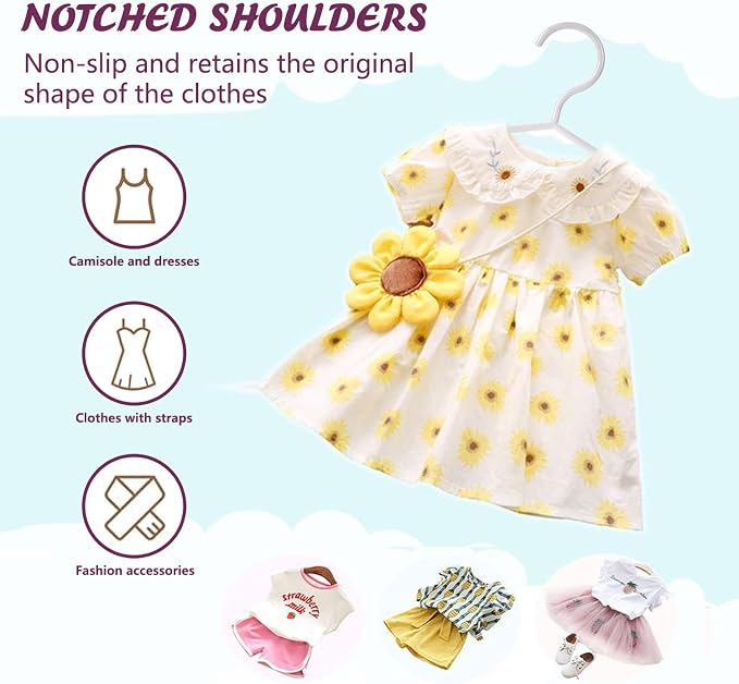 Kids Hangers - 100 Pack, 11.5 Inch White Baby & Toddler Hangers for Closet - Ideal for Baby Standard Use - Image 5
