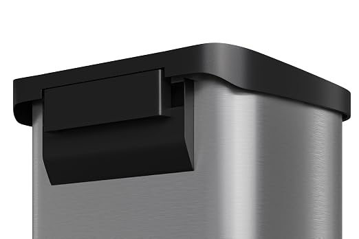 Garvee 13 gal / 50 L Stainless Steel Trash Can with Lid, Large Garbage Can for Kitchen, Rustproof Step-on Kitchen Metal Trash Bin with Liner Rim, Rear Handle, Soft Close Plastic Lid, Silver - Image 6