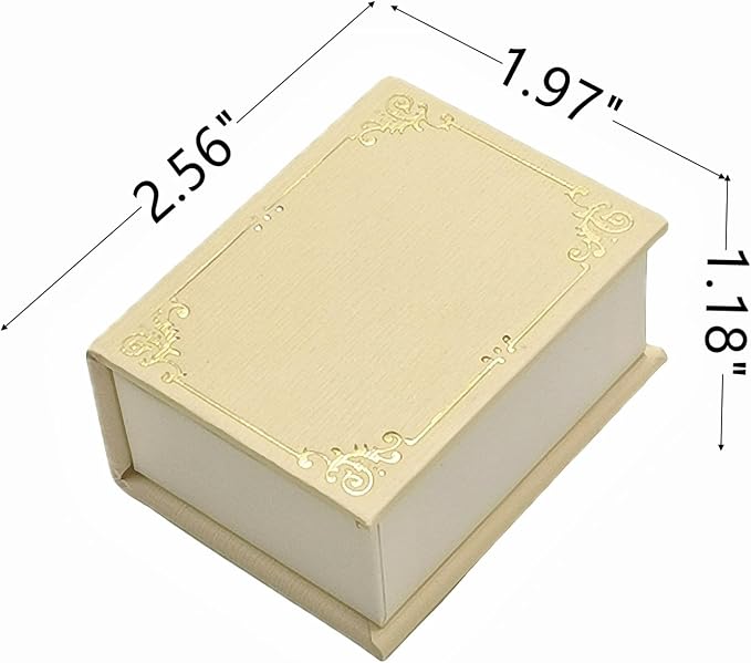 Book Shaped Ring Box - Vintage Engagement Ring Box with Hinged Lid for Proposal Engagement Wedding, Proposal Ring Case -PRB016-Yellow - Image 2