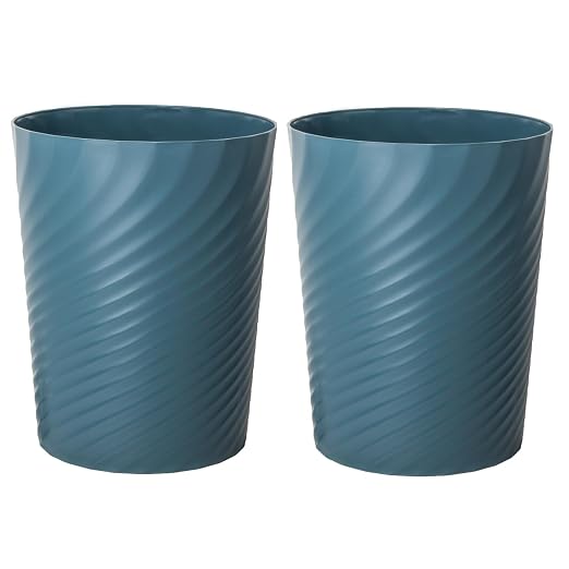 UUJOLY Plastic Small Trash Can Wastebasket, Garbage Container Basket for Bathrooms, Laundry Room, Kitchens, Offices, Kids Rooms, Dorms, 1.8 Gallon, Bluish Green, 2 Pack by UUJOLY
