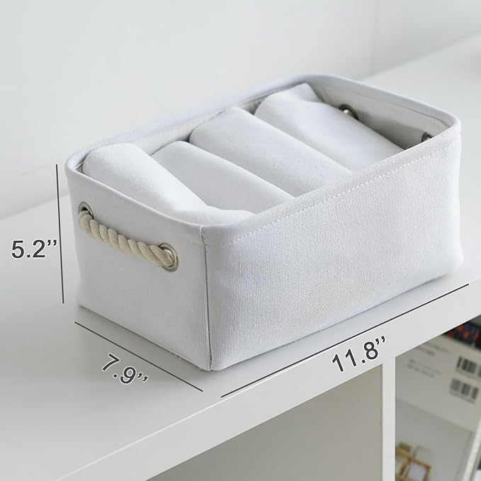 TheWarmHome Storage Basket for Gifts Empty - 11.8x7.8x5.2 inch 1 Pack Fabric Storage Cubes, Nursery Organizers and Storage for Closet Cloth Toy Book (White) - Image 5