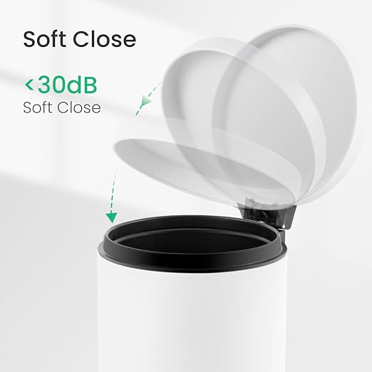 Cesun 1.2 Gallons Small Trash Can with Lid, White Bathroom Garbage Can with Foot Pedal, Mini Round Wastebasket for Bathroom, Bedroom, Office, 4.5 Liters / 1.2 Gallons, White - Image 4