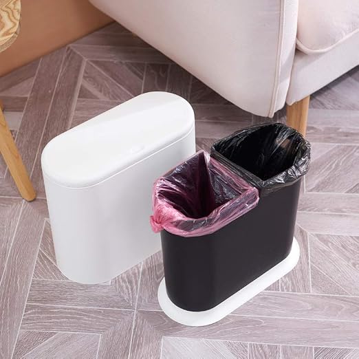 Sooyee 10 Liter Rectangular Plastic Trash Can Wastebasket with Press Type Lid,2.4 Gallon Garbage Container Bin for Bathroom,Powder Room,Bedroom,Kitchen,Craft Room,Office (Black) - Image 4