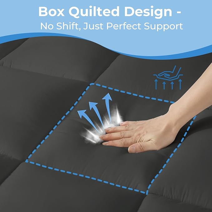 YUGYVOB Twin XL Mattress Topper - 600GSM Extra Thick Cooling & Breathable Mattress Pad with Deep Pocket 8"-21" & Soft Down Alternative Filling, Grey