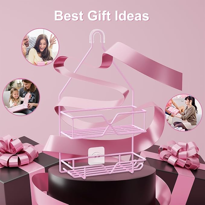 TreeLen Pink Shower Caddy Over Shower Head, Pink Bathroom Accessories, Gift for Girlfriend, Wife, Little Girl - Image 7