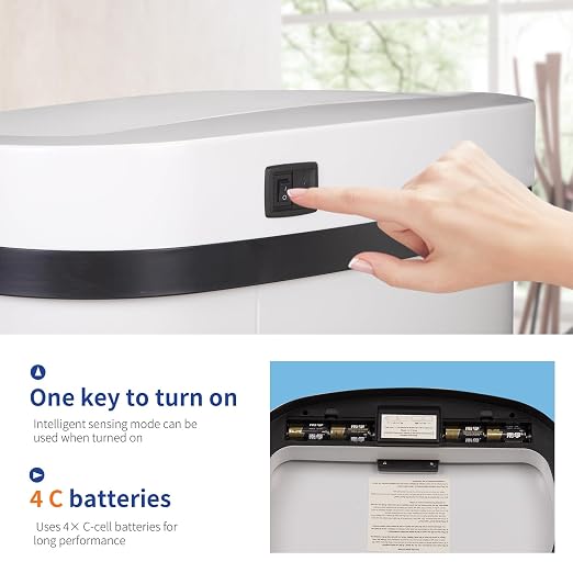 Kitchen Trash Can Office Bathroom Bedroom Waste Bin with Lid Automatic Sensor Touch Free Stainless Steel Garbage Can 13 Gallon / 50L,White - Image 4
