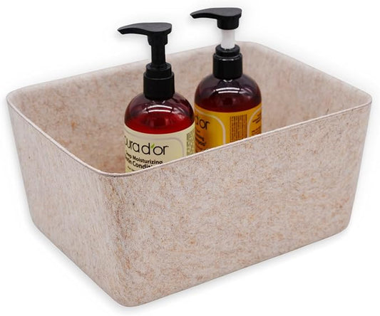 Welaxy Felt Storage Bin Wide Deep Drawer Organizer Beige Caddy for Makeup, Jewelry, Stationery, Closet & Bathroom, Minimalist lifestyle (Oatmeal Bin, M) by Welaxy