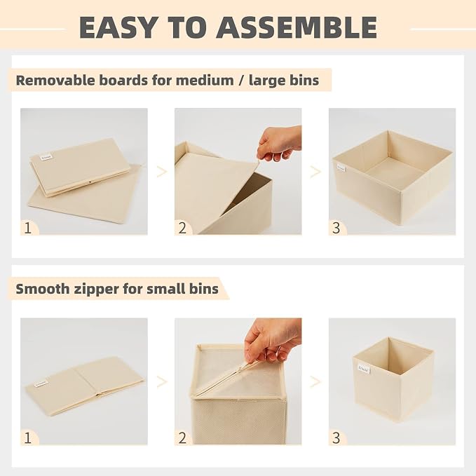 Criusia Drawer Organizer Clothes, 8 Pack Underwear Drawer Organizer, Foldable Cloth Storage Box Closet Organizers and Storage for Clothes, Socks, Scarves, Ties (Beige) - Image 4