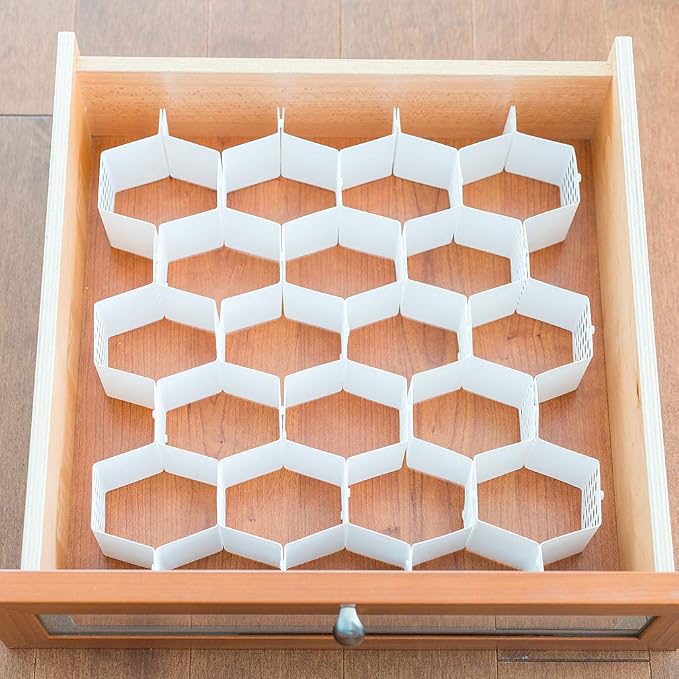 Evelots Honeycomb Drawer Organizer - Set of 4, 112 Slots, Easy Snap-Together Assembly, Adjustable & Durable Plastic Dividers, Perfect for Socks, Underwear, Ties, Accessories, and More - Customizable S - Image 4