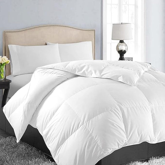 EASELAND California King Down Alternative Comforter - Quilted Duvet Insert for All Seasons, Soft Lightweight with Corner Tabs, Summer Winter Warm Bedding, White 96x104 Inches