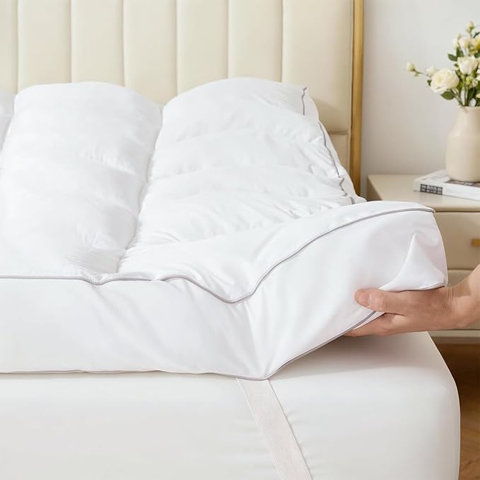 Memory Foam Mattress Topper King, 3 Inch Extra Thick Shredded Foam, 100% Cotton Mattress Pad Cover, Breathable & Skin-Friendly King Size Mattress Topper for Back Pain Relief