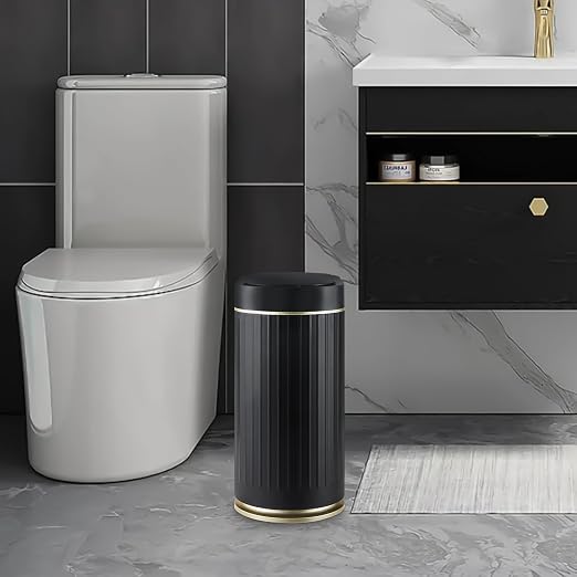 SYNCVIBE Bathroom Sensor Trash Can with Lid Automatic 2 Gallon Small Sensor Garbage Bin, 7.5 Liter Motion Sensor Smart Rubbish Bin Bathroom Decor, Slim Waterproof Plastic Garbage Can, Black Gold - Image 7