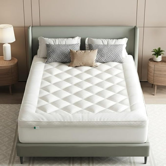 Novilla CL King Mattress Topper, Extra Thick Pillow Top Mattress Pad, Down Alternative Fill Breathable Cotton Cover, 8-21" Deep Pocket Soft Bed Topper for Back Pain Relief, Oatmeal