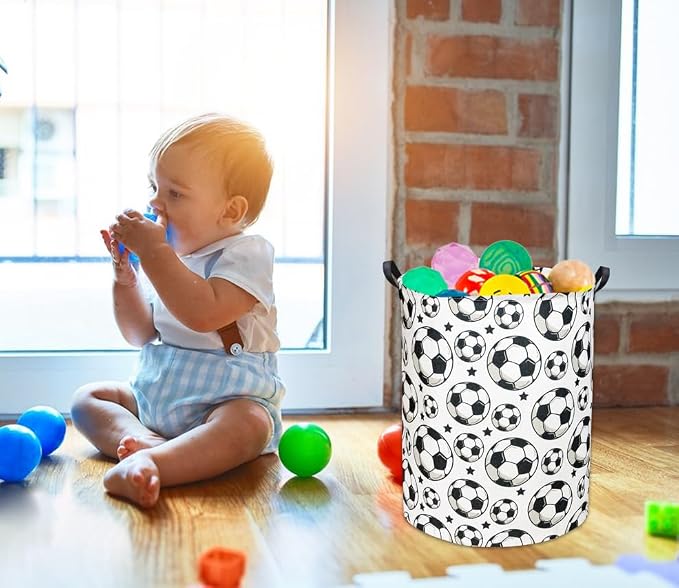HIYAGON Kids Laundry hamper Baby Hamper for Nursery Boy and Girl Hamper Cute Kids Toys Storage Bin Organizer Soccer Room Decor for Home(Soccer) - Image 2