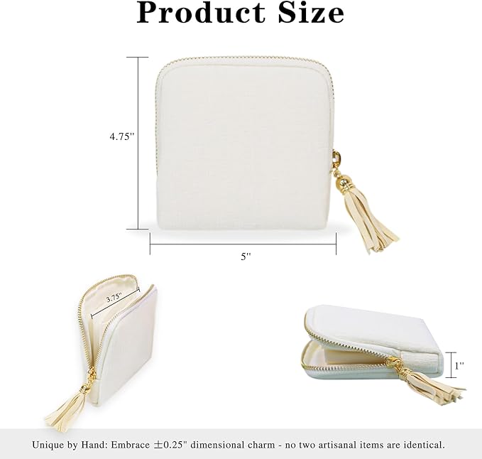 Stratalife Travel Jewelry Case Organizer for Women Portable Jewelry Box with Small Pouches for Gemstones Healing Crystal Bracelets, Necklace Bangles Storage, Pendants Ring Holder Zipper, White Tassel - Image 2