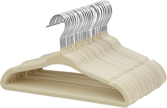 ManGotree Baby Velvet Clothes Hangers, Kids Toddler Children's Hangers for Clothes Space Saving Non-Slip (30 Pack, Beige) by ManGotree
