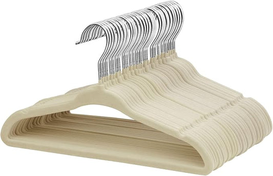 ManGotree Baby Velvet Clothes Hangers, Kids Toddler Children's Hangers for Clothes Space Saving Non-Slip (30 Pack, Beige) by ManGotree