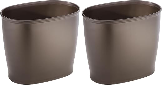 iDesign Slim Plastic Bathroom Trash Can, Small Garbage Bin for Bedroom, Office, Desk, Dorm, Bronze (Pack of 2) by iDesign