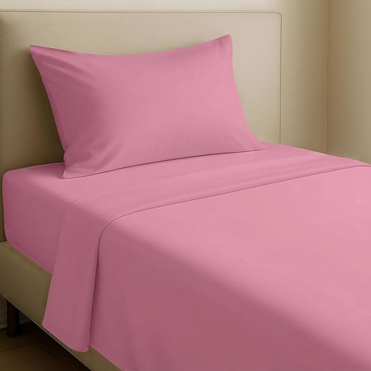 California Design Den Twin Bed Sheets Set - Natural 100% Cotton Sheet Set, Soft Sateen Weave, Fully Elasticized 12" Pockets, Breathable and Durable Bedding - Doll Pink