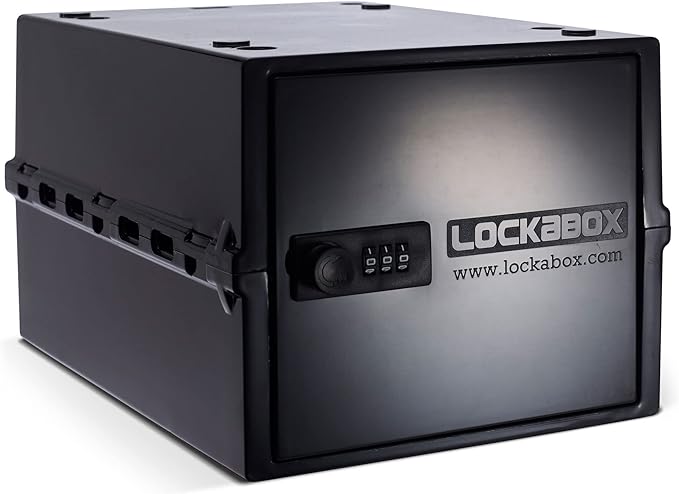 Lockabox One™ | Compact and Hygienic Lockable Storage Box for Food, Medicines, Tech and Home Safety | One Size 12 x 8 x 6.6 inches externally (Jet) by Lockabox