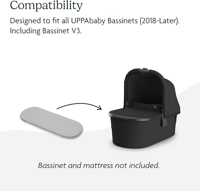 UPPAbaby Bassinet V3 Mattress Cover/Extra Cover for Bassinets 2018-Later/Ultra Soft and Comfortable/Machine Washable/Light Grey