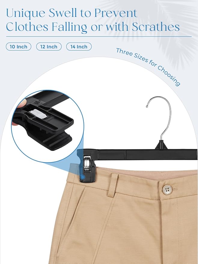 Smartor Pants Hangers - 30 Pack, Black Clips Hangers with 360° Hooks, Shorts Hanger with Strong Clamps, Dress, Heavy Duty as Trousers, Skirt, Jeans, Towel and Bottom Clothes -12 Inch - Image 7