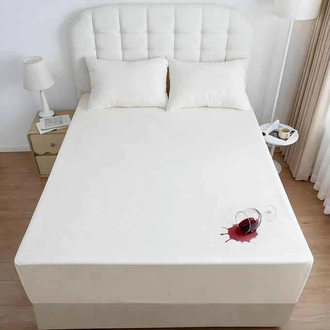 Waterproof Mattress Protector – Quiet TPU Protection, Soft Breathable Surface, Deep Pocket Secure Fit, Durable & Machine Washable Mattress Cover for Kids and Pets (White, King)