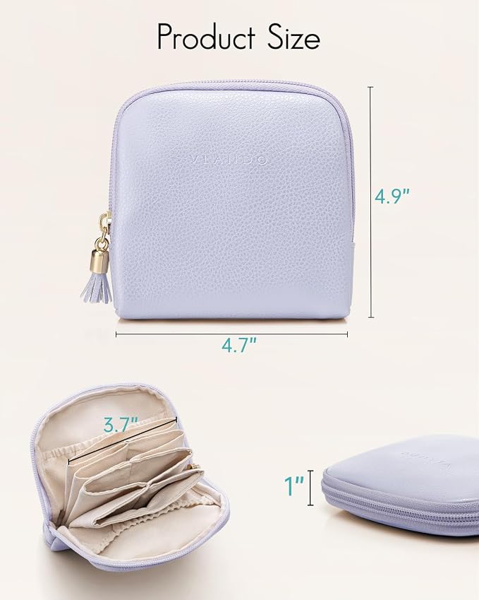 VLANDO Small Jewelry Travel Case,Jewelry Pouch Bags with Zipper,Velvet Jewelry Organizer Storage Bag for Bracelet Rings Earring Travel Essentials Gifts for Women Girl-Purple - Image 3